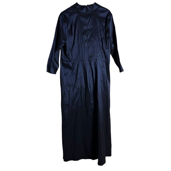 Marina Plus Size Navy Taffeta Surplice V-Neck 3/4 Sleeve Faux Wrap Dress 2X - Picture 8 of 11